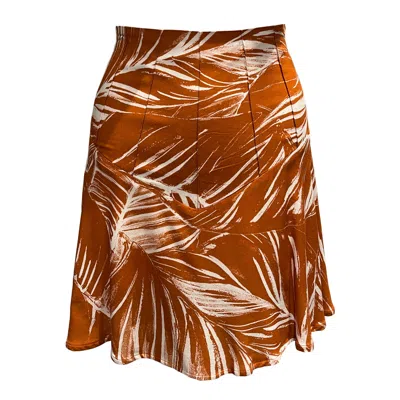 Imaatu Women's Orange / Neutrals / White Nella Corset-style High-waist Sustainable Viscose  Mini  Skirt Tro In Orange/white