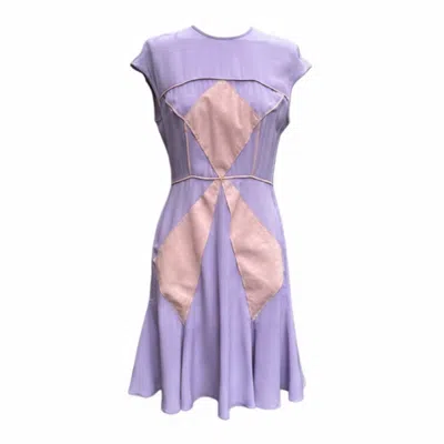 Imaatu Women's Purple / Pink Trapez Silk Mini Dress With Alcantara Geometric Inlays And Open Back Detailing