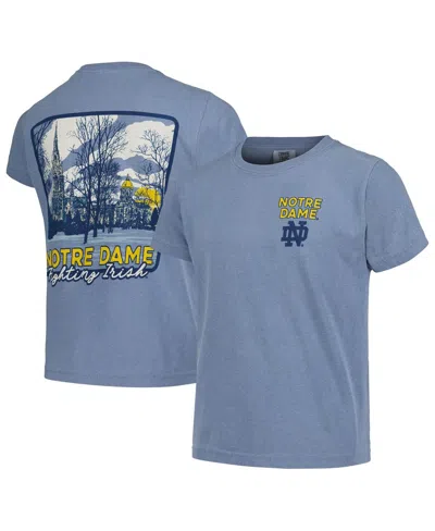 Image One Kids' Big Boys And Girls Blue Notre Dame Fighting Irish Hyperlocal Comfort Colors T-shirt