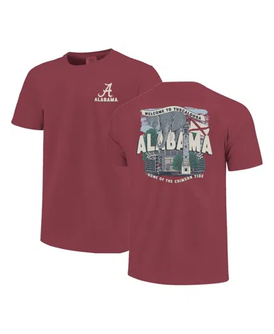 Image One Kids' Big Boys And Girls Crimson Alabama Crimson Tide Comfort Colors Hyperlocal Campus Scene T-shirt In Red