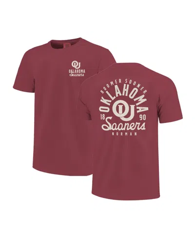 Image One Kids' Big Boys And Girls Crimson Oklahoma Sooners Comfort Colors Mascot Overlay T-shirt
