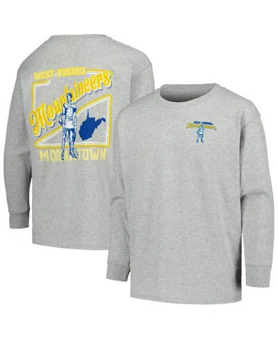 Image One Kids' Big Boys And Girls Gray West Virginia Mountaineers Retro Script Long Sleeve T-shirt