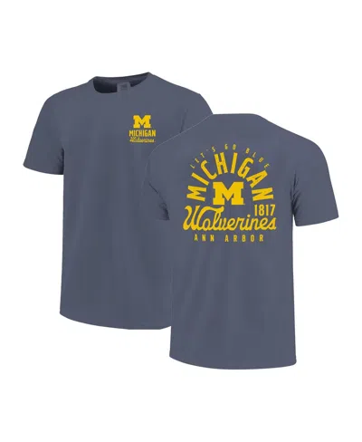 Image One Kids' Big Boys And Girls Navy Michigan Wolverines Comfort Colors Mascot Overlay T-shirt In Blue