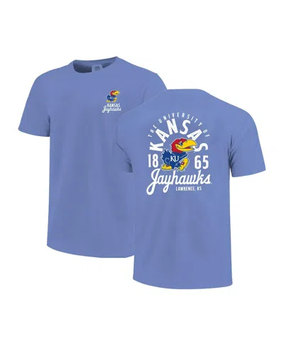 Image One Kids' Big Boys And Girls Royal Kansas Jayhawks Comfort Colors Mascot Overlay T-shirt In Blue