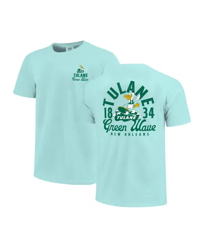 Image One Kids' Big Boys And Girls Teal Tulane Green Wave Comfort Colors Mascot Overlay T-shirt In Blue