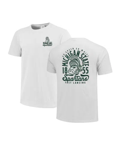 Image One Kids' Big Boys And Girls White Michigan State Spartans Comfort Colors Mascot Overlay T-shirt In Green