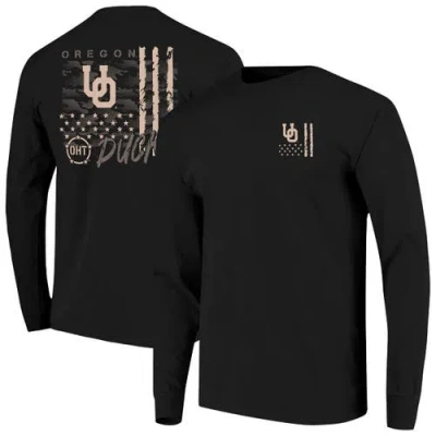 Image One Black Oregon Ducks Oht Camo Overlay Comfort Colors Long Sleeve T-shirt
