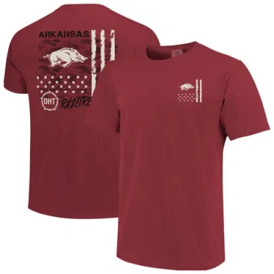 Image One Cardinal Arkansas Razorbacks Comfort Colors Oht Camo Overlay T-shirt In Brown