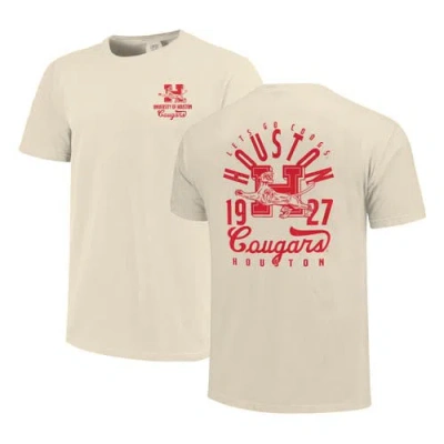 Image One Cream Houston Cougars Comfort Colors Mascot Overlay T-shirt In White