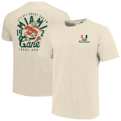 Image One Cream Miami Hurricanes Comfort Colors Mascot Overlay T-shirt
