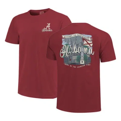 Image One Crimson Alabama Crimson Tide Comfort Colors Campus Scene Drawing Script T-shirt In Red