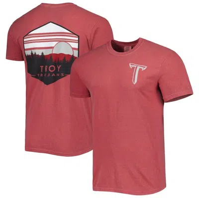 Image One Crimson Troy University Trojans Landscape Shield T-shirt