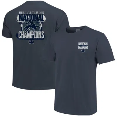 Image One Denim Penn State Nittany Lions 2024 Ncaa Wrestling National Champions Comfort Colors T-shirt In Blue