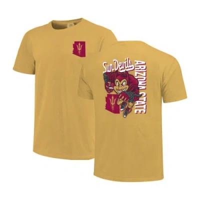 Image One Gold Arizona State Sun Devils Sketched Mascot Comfort Colors T-shirt In Yellow