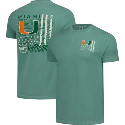 Image One Green Miami Hurricanes Comfort Colors Oht Camo Overlay T-shirt