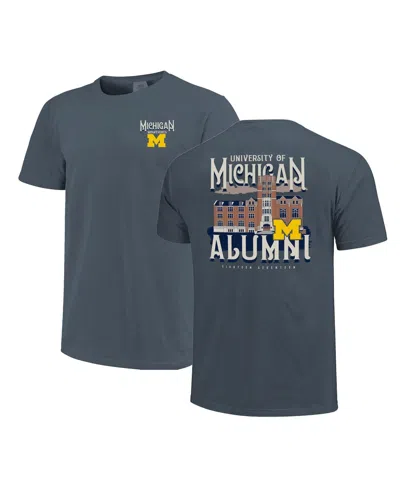 Image One Men's And Women's Denim Michigan Wolverines Comfort Colors Campus Alumni T-shirt In Gray