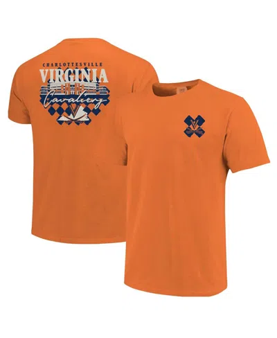 Image One Men's And Women's Orange Virginia Cavaliers Hyper Local Stadium Checkerboard T-shirt