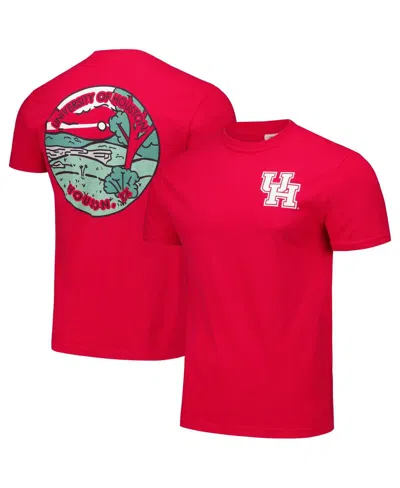 Image One Men's And Women's Red Houston Cougars Scenic Comfort Colors T-shirt