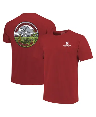 Image One Men's And Women's Scarlet Nebraska Huskers Scenic Comfort Colors T-shirt