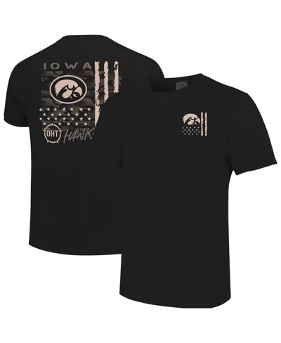 Image One Men's Black Iowa Hawkeyes Comfort Colors Oht Camo Overlay T-shirt