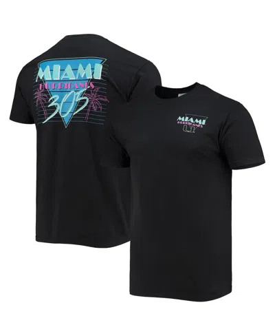 Image One Men's Black Miami Hurricanes Miami Vice 305 Comfort Color T-shirt