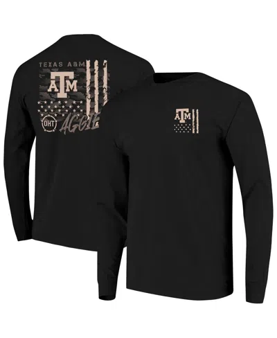 Image One Men's Black Texas A&m Aggies Oht Camo Overlay Comfort Colors Long Sleeve T-shirt In Multi