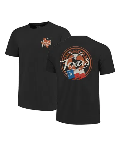 Image One Men's Black Texas Longhorns Big Tall State Flag Circle Hyper Local Core T-shirt