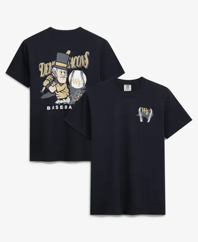Image One Men's Black Wake Forest Demon Deacons Drawn Mascot Baseball T-shirt
