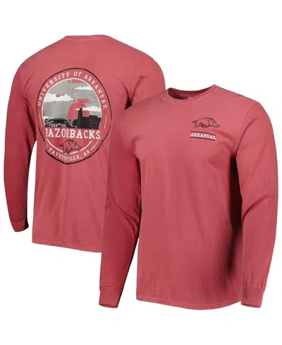 Image One Men's Cardinal Arkansas Razorbacks Circle Campus Scene Long Sleeve T-shirt In Red