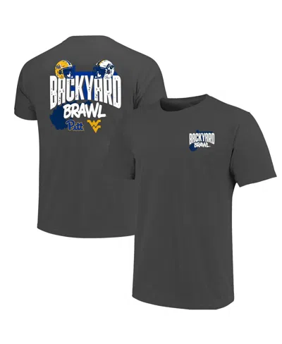 Image One Men's Charcoal Pitt Panthers Vs. West Virginia Mountaineers Backyard Brawl Comfort Colors T-shirt In Blue
