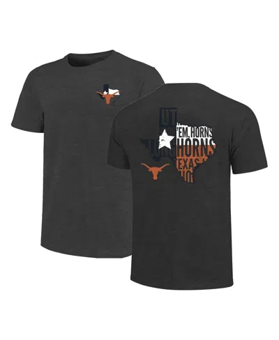 Image One Men's Charcoal Texas Longhorns Big Tall State Flag Cutout Hyper Local Core T-shirt In Gray