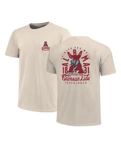 Image One Men's Cream Alabama Crimson Tide Big Tall Mascot Overlay Essential Pocket T-shirt In White