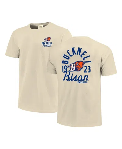 Image One Men's Cream Bucknell Bison Comfort Colors Mascot Overlay T-shirt In Neutral