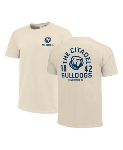 Image One Men's Cream Citadel Bulldogs Comfort Colors Mascot Overlay T-shirt In White