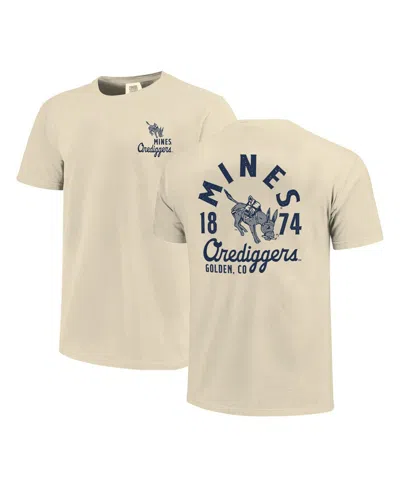 Image One Men's Cream Colorado School Of Mines Orediggers Comfort Colors Mascot Overlay T-shirt In White