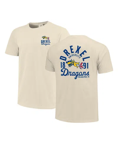 Image One Men's Cream Drexel Dragons Comfort Colors Mascot Overlay T-shirt In White
