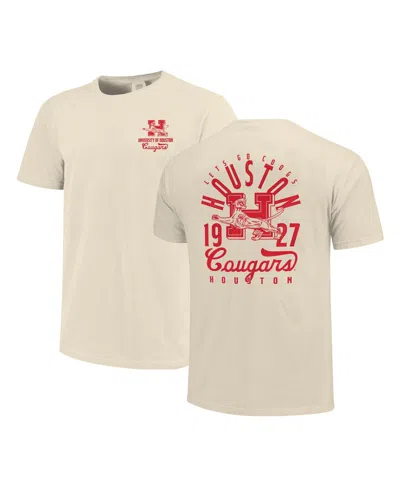 Image One Men's Cream Houston Cougars Comfort Colors Mascot Overlay T-shirt In Neutral