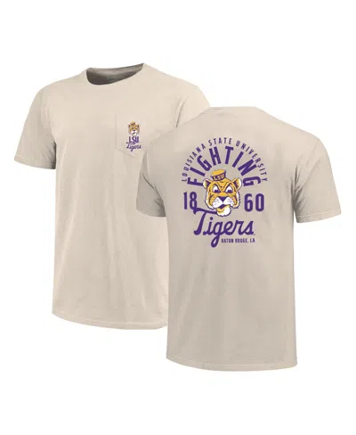 Image One Men's Cream Lsu Tigers Big Tall Mascot Overlay Essential Pocket T-shirt In White