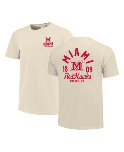 Image One Men's Cream Miami University Redhawks Comfort Colors Mascot Overlay T-shirt