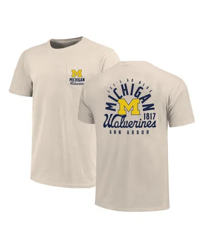 Image One Men's Cream Michigan Wolverines Big Tall Mascot Overlay Essential Pocket T-shirt In White