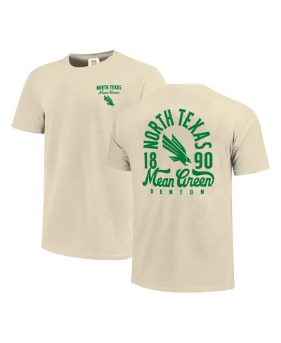 Image One Men's Cream North Texas Mean Green Comfort Colors Mascot Overlay T-shirt In Neutral