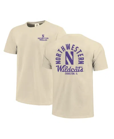 Image One Men's Cream Northwestern Wildcats Comfort Colors Mascot Overlay T-shirt In White