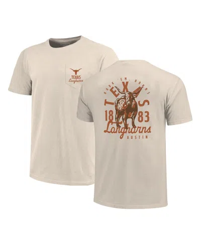 Image One Men's Cream Texas Longhorns Big Tall Mascot Overlay Essential Pocket T-shirt In Neutral