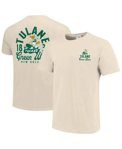 Image One Men's Cream Tulane Green Wave Comfort Colors Mascot Overlay T-shirt