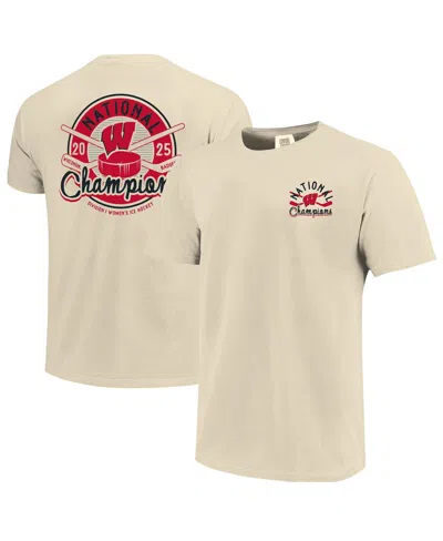 Image One Men's Cream Wisconsin Badgers 2025 Ncaa Frozen Four Women's Ice Hockey Tournament Champions Comfort
