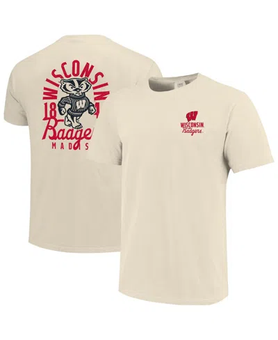 Image One Men's Cream Wisconsin Badgers Comfort Colors Mascot Overlay T-shirt