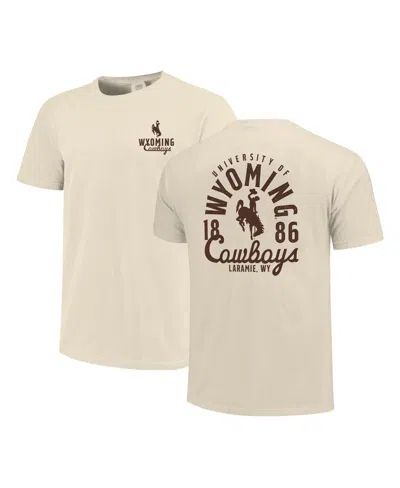 Image One Men's Cream Wyoming Cowboys Comfort Colors Mascot Overlay T-shirt In White