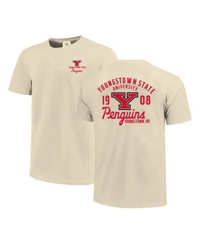 Image One Men's Cream Youngstown State Penguins Comfort Colors Mascot Overlay T-shirt In Neutral