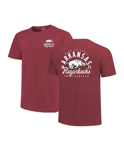 Image One Men's Crimson Arkansas Razorbacks Comfort Colors Mascot Overlay T-shirt