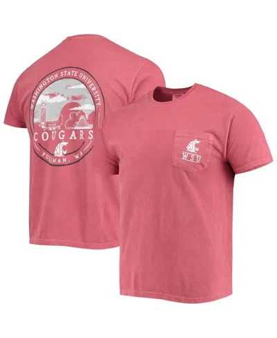Image One Men's Crimson Washington State Cougars Circle Campus Scene T-shirt